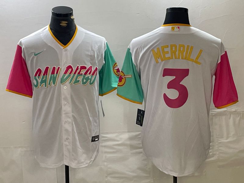 Men San Diego Padres 3 Merrill White City Edition 2024 Nike MLB Jersey style 2